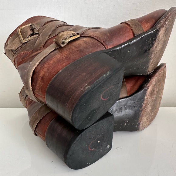 Freebird by Steven- Sammi Boot Multi Strap Leather Ankle Booties Cognac Size 10 - Picture 14 of 15